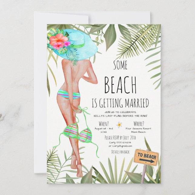 Bachelorette Party Beach Weekend Itinerary Invitat Invitation (Front)