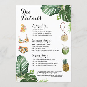 Bachelorette Party Beach Weekend Itinerary Invitation