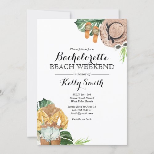 Bachelorette Party Beach Weekend Itinerary Invitation