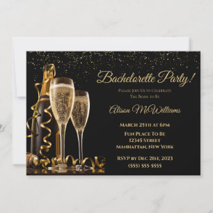 Bachelorette Party-Black and Gold- Invitation