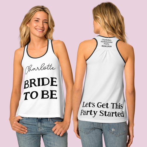 Bachelorette Party Black And White Bride To Be Tank Top