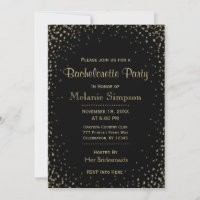 Bachelorette Party | Black Gold Confetti Invitation