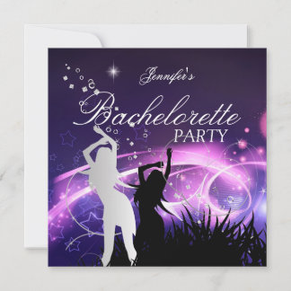 Bachelorette Party Black Purple White Silver Invitation