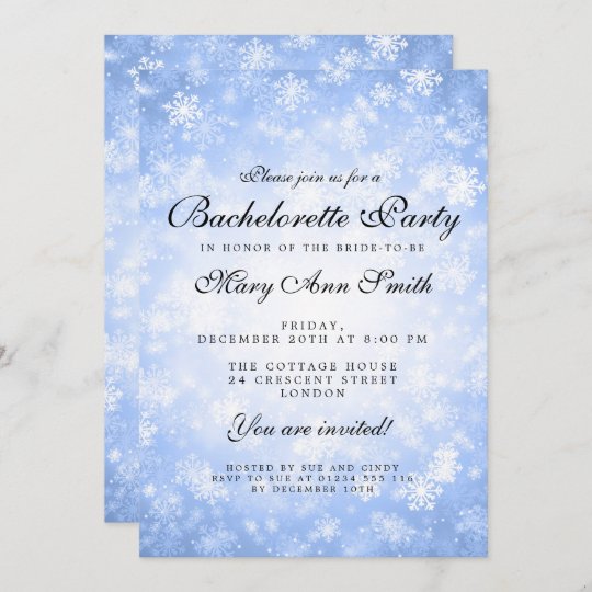 Bachelorette Party Blue Winter Wonderland Invitation | Zazzle.com