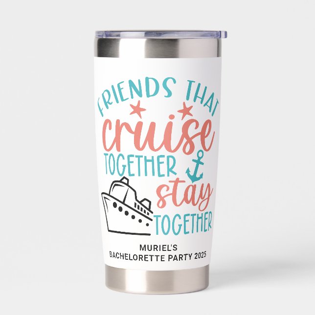 Bachelorette Party Boat Cruise Bridesmaid Gift Insulated Tumbler (Left)
