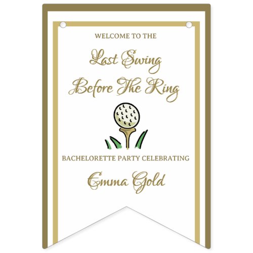 Bachelorette Party Bridal Shower Golf Gold  White Bunting Flags