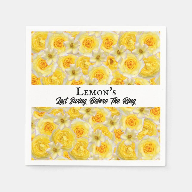 Bachelorette Party Bridal Shower Golf Yellow White Napkins (Front)