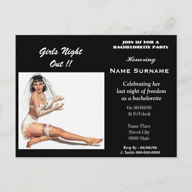 bachelorette party,bridal shower,hen party.... invitation postcard (Front)