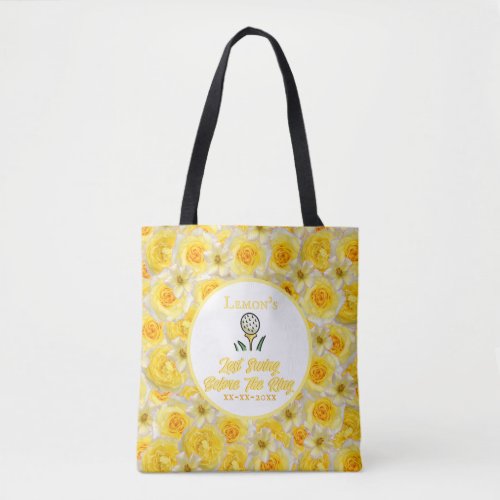 Bachelorette Party Bridal Shower Lemon Yellow Tote Bag