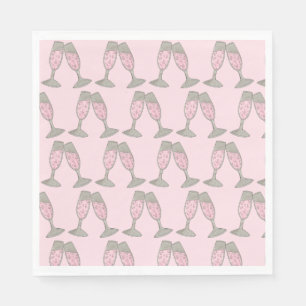 Bachelorette Party Bridal Shower Pink Champagne Napkins