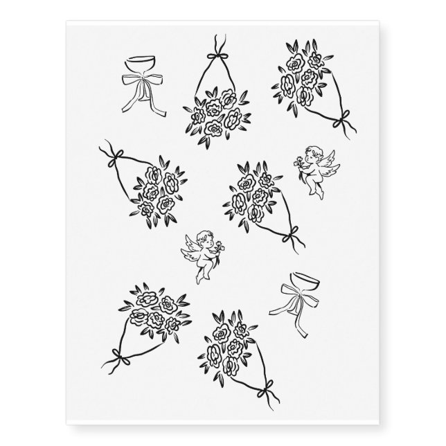 Bachelorette Party, Bridal Shower, Wedding Weekend Temporary Tattoos (Front)
