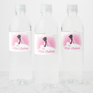 Bachelorette Party Bride Silhouette Bridal Shower Water Bottle Label