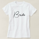 Bachelorette Party Bride T-Shirt<br><div class="desc">Embrace your important role in style with our 'Bachelorette Party Bride' T-shirt, a perfect addition to our Matching Family Wedding collection. Designed with love and care, it's a symbol of your pride and joy on this unforgettable day. Explore various designs such as 'Father of the Bride', 'Mother of the Bride',...</div>