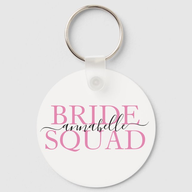 Bachelorette Party Bridesmaid Bride Squad  Keychain (Front)