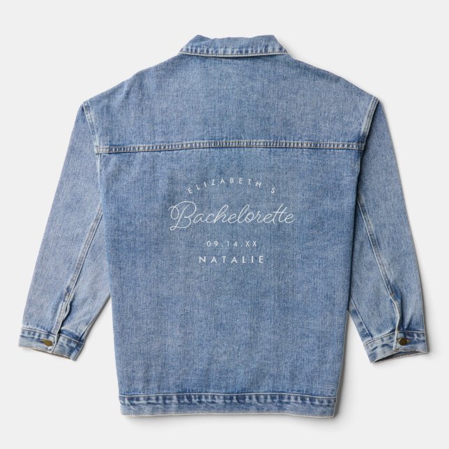 Bachelorette Party Bridesmaid Calligraphy Wedding Denim Jacket (Back)