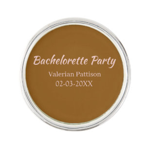 BACHELORETTE PARTY BROWN PINK NAME BRIDESMAID MAID LAPEL PIN
