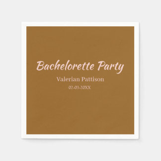 BACHELORETTE PARTY BROWN PINK NAME BRIDESMAID MAID NAPKINS