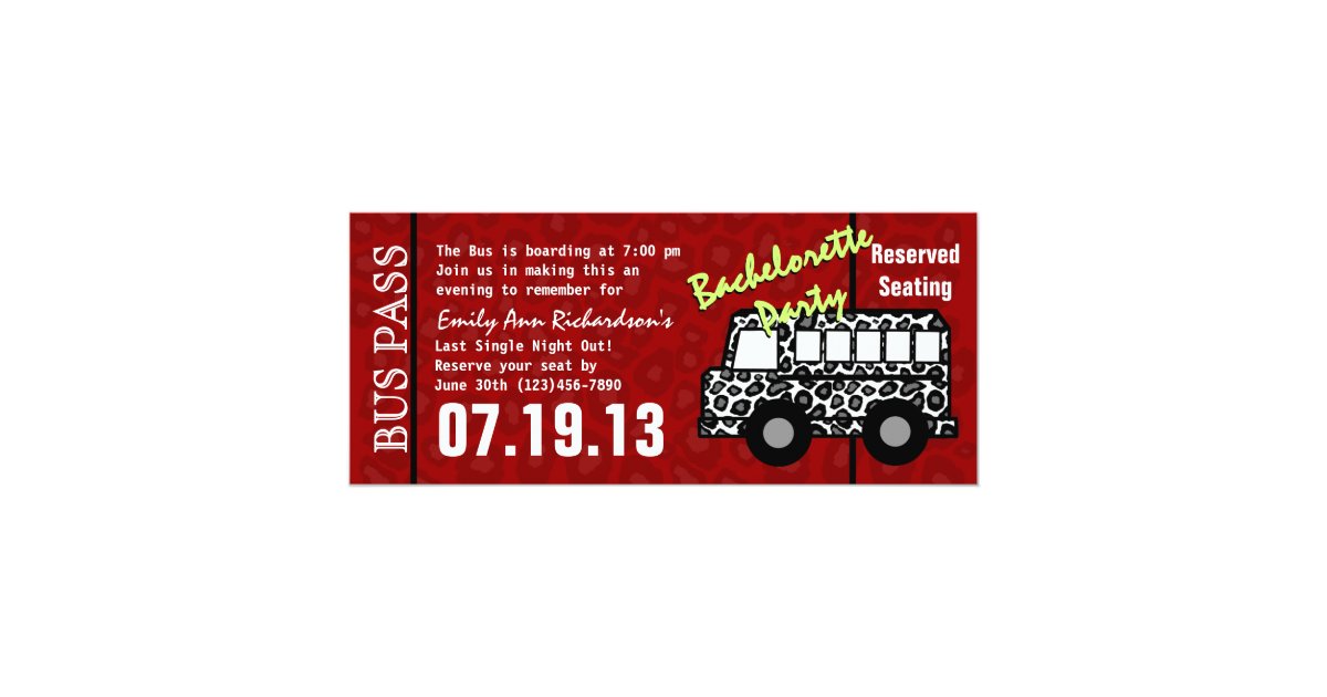 Bachelorette Party Bus Pass Invitation | Zazzle.com