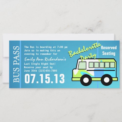 Bachelorette Party Bus Pass Invitation