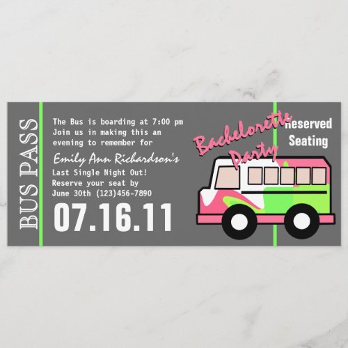 Bachelorette Party Bus Pass Invite