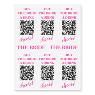 Bachelorette Party Buy the Bride a Drink QR Code Temporary Tattoos