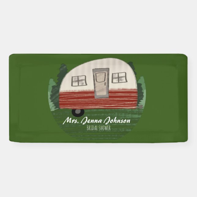 Bachelorette Party Camper Mountains Weekend Green  Banner (Horizontal)