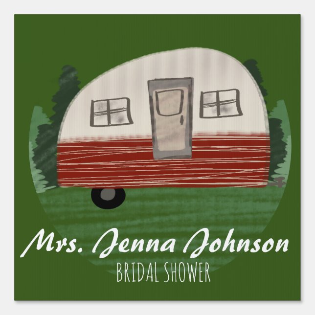 Bachelorette Party Camper Mountains Weekend Green  Sign (Front)
