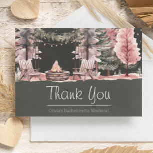Bachelorette Party Camping Weekend Letterpress Thank You Card