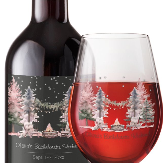 Bachelorette Party Camping Weekend  Stemless Wine Glass (Creator Uploaded)