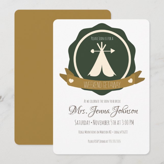 Bachelorette Party Camping Weekend Tent Badge Invitation (Front/Back)