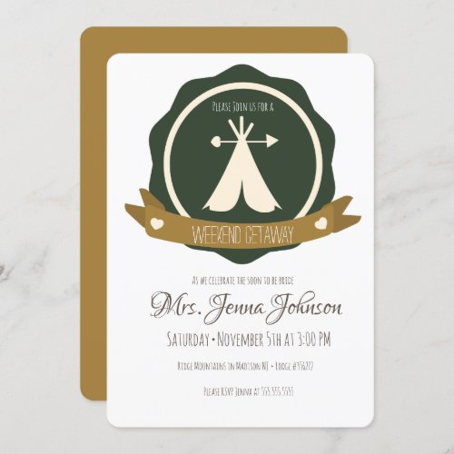 Bachelorette Party Camping Weekend Tent Badge Invitation