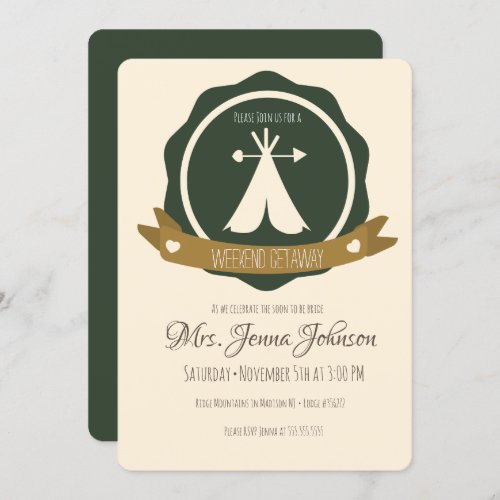 Bachelorette Party Camping Weekend Tent Badge Invitation