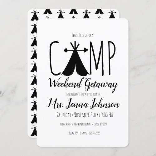 Bachelorette Party Camping Weekend Tent Invitation