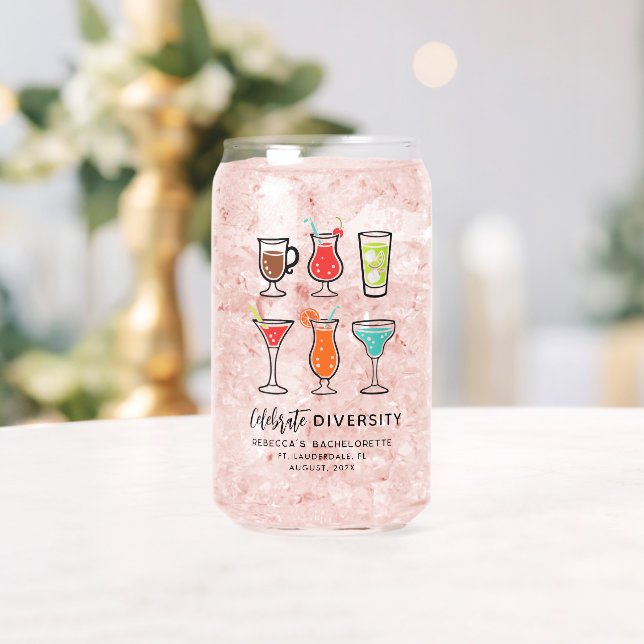 Bachelorette Party Celebrate Diversity Keepsake Can Glass (Insitu (Wedding))