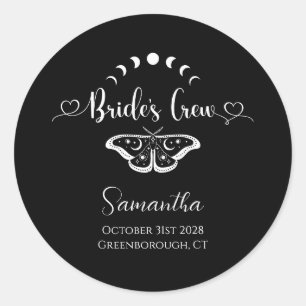 Bachelorette party celestial gothic personalized classic round sticker