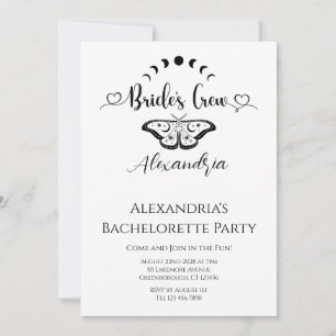 Bachelorette party celestial moth invitation