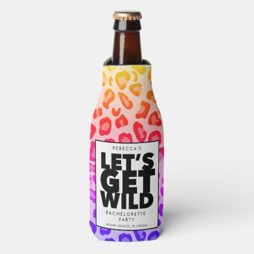 Bachelorette Party Cheetah Lets Get Wild Bottle Cooler