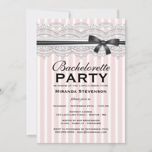 Bachelorette Party Chic Lace Garter Invitation