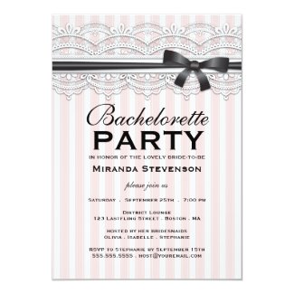 Bachelorette Party Chic Lace Garter Invitation
