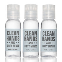 Bachelorette party clean hands dirty minds blue hand sanitizer