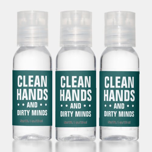 Bachelorette party clean hands dirty minds teal hand sanitizer