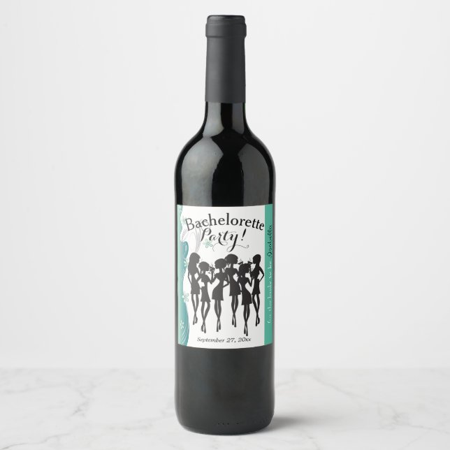 Bachelorette Party Cocktail Girls - Jade Wine Label (Front)