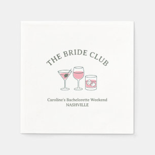 Bachelorette Party Cocktail Social Club Pink Green Napkins