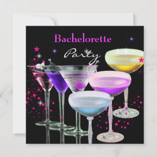 Bachelorette Party Cocktails Champagne Pink Invitation
