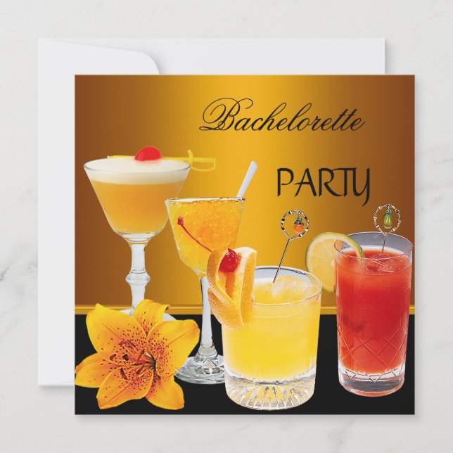 Bachelorette Party Cocktails Drinks Invitation (Front)