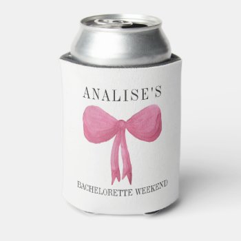 Bachelorette Party Coozie Cooler Pink Pastel Bow by autumnandpine at Zazzle