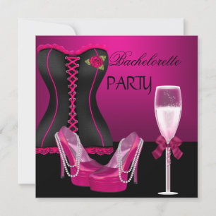 Bachelorette Party Corset Pink Shoes Hi Heels Invitation