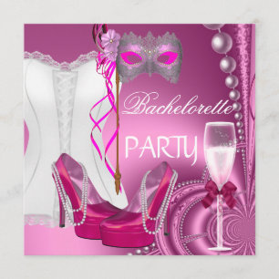 Bachelorette Party Corset Pink Shoes mask Invitation