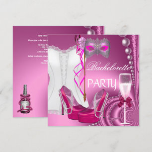 Bachelorette Party Corset Pink Shoes mask Invitation