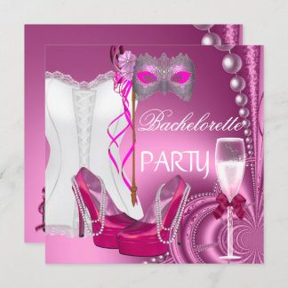 Bachelorette Party Corset Pink Shoes mask Invitation